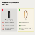 Pepperspray is verboden in Nederland, de Invi armband is een legaal en geweldloos alternatief